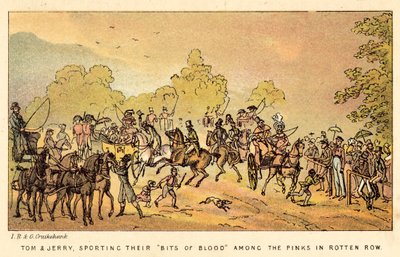 Tom och Jerry, med sina Bits of Blood bland de rosa i Rotten Row av Isaac, Robert and George Cruikshank