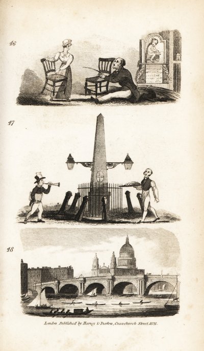 Chair-mender, News Boy, Flying Pieman och Blackfriar’s Bridge av Isaac Taylor