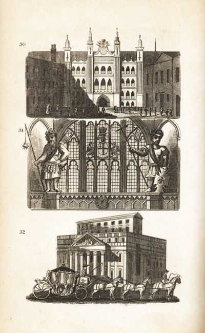 London Guildhall, Gog och Magog och Mansion House av Isaac Taylor