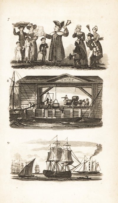 Bellman, en London Wharf och kolfartyg och kolpråm av Isaac Taylor