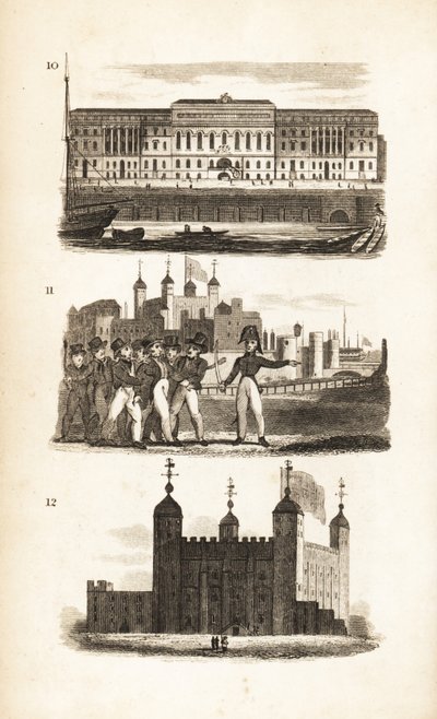 Custom House, Pressgänget och Tower of London av Isaac Taylor