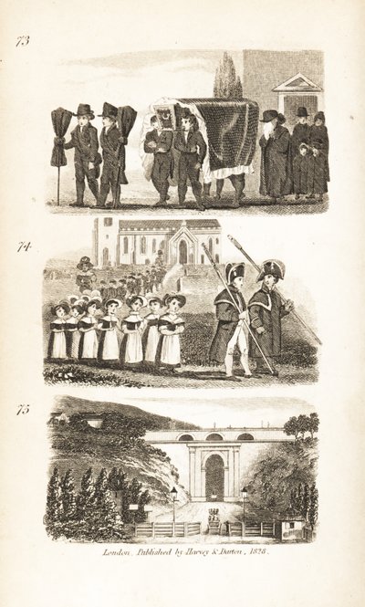 Begravningen, Charity Children och Highgate Tunnel av Isaac Taylor