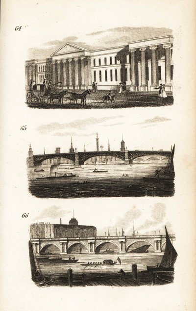 Det allmänna postkontoret, Southwark Bridge och Waterloo Bridge av Isaac Taylor