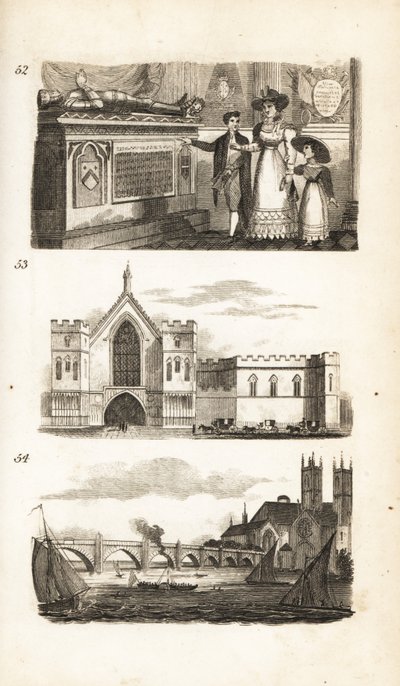 Gravar i Westminster Abbey, Westminster Hall och Westminster Bridge av Isaac Taylor