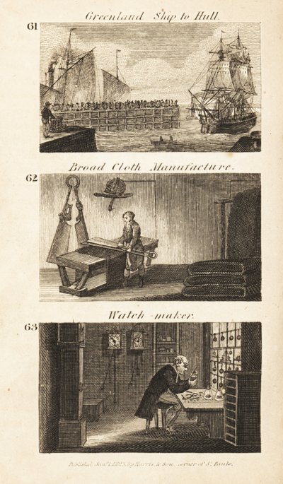 Handlar i Regency England: Grönland fartyg till Hull, breddukstillverkning och urmakare av Isaac Taylor