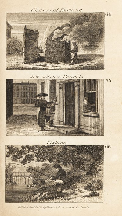 Handlar i Regency England: träkolsbränning, judar som säljer pennor och fiske av Isaac Taylor