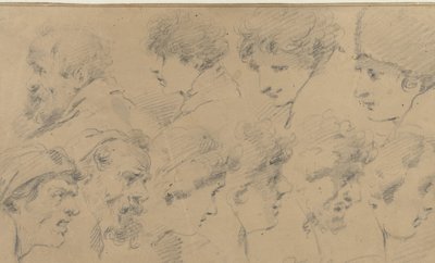 Studieblad med tio huvuden av Isaac Walraven (possibly)