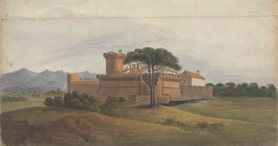 Slottet i Ostia med berg i fjärran av Isaac Weld