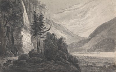 Bergigt landskap med inskription till Salomon Gessner (Schweiz) av Isaac Weld
