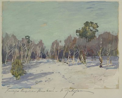 Trädgård i snö, 1880-tal av Isaak Ilyich Levitan