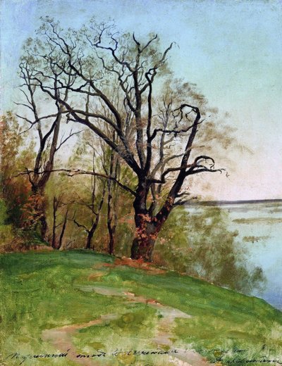Ek på flodstranden, 1887. av Isaak Ilyich Levitan