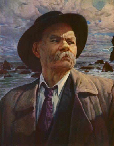 Maxim Gorkij (färglitografi) av Isaak Israilevich (after) Brodsky
