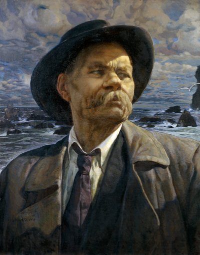 Porträtt av författaren Maxim Gorkij 1868-1939, 1936 av Isaak Israilevich Brodsky