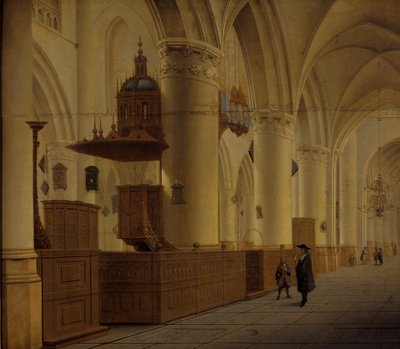 Interiör av St. Bavo i Haarlem (olja på ek) av Isaak Nickelen