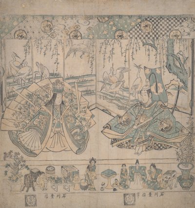 Par av hina-dockor av Ishikawa Toyonobu