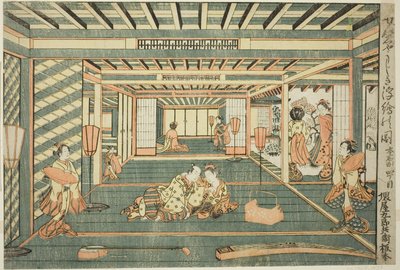 Perspektivbild av ett stort rum (Senjojiki uki-e no zu) av Ishikawa Toyonobu