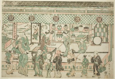 Sanogawa Ichimatsus butik av Ishikawa Toyonobu