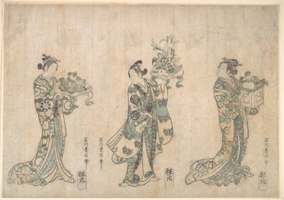 Tre skådespelare av Ishikawa Toyonobu