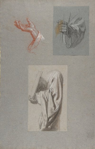 a. Hand av Saint Remi, f. Hand of Saint Remi, ca. Draperistudie för Acolyte Holding Book..., 1800-talet av Isidore Pils