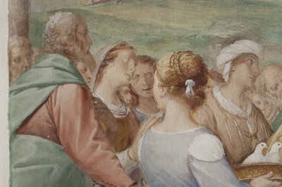 Detalj från presentationen av Jesus i templet, 1623-34 av Isidoro Bianchi
