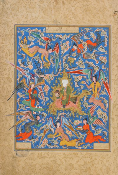 Folio from a Haft Awrang (Seven Thrones) av Jami (d.1492) troligen Mashad, Khurasan, Iran, Safavidperioden, 1556-65 (ogenomskinlig akvarell, bläck och guld på papper av Islamic School