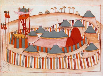 Militärläger för turkarna Gouache på papper från Islamiska skolan (Ms 1671) 1500-talets Venedigs museum Correr av Islamic School