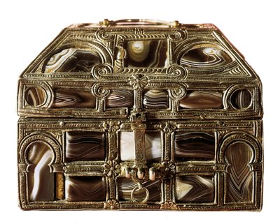 Mozarabisk konst: agatlåda gjord av trä, agat och silver. 1000-talet Från Real Colegiata av San Isidoro. Leon. Arkeologiska museet i Madrid Spanien av Islamic School