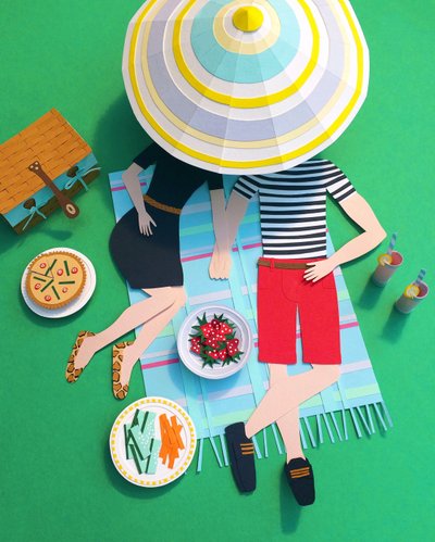 Picknick i parken, 2016 (papper) av Isobel Barber