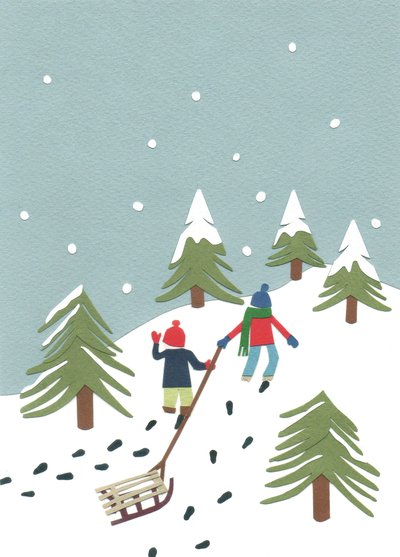 Sledging, 2014 (klippt papper) av Isobel Barber