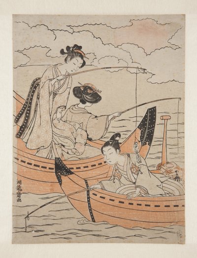 Boats of Love (Koi no fune) (träblockstryck i färg) av Isoda Koryusai