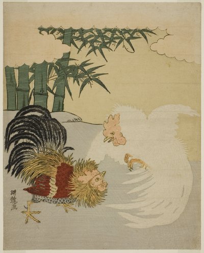 Tuppar slåss nära Bamboo Grove av Isoda Koryusai