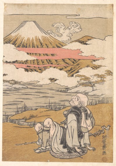 Saigyō betraktar berget Fuji av Isoda Koryusai