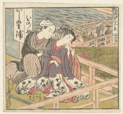 Kärlekspar på verandan Twelve Views of Sophisticated Edo (serietitel) Furyu Edo junikei (serietitel på objekt) av Isoda Koryusai