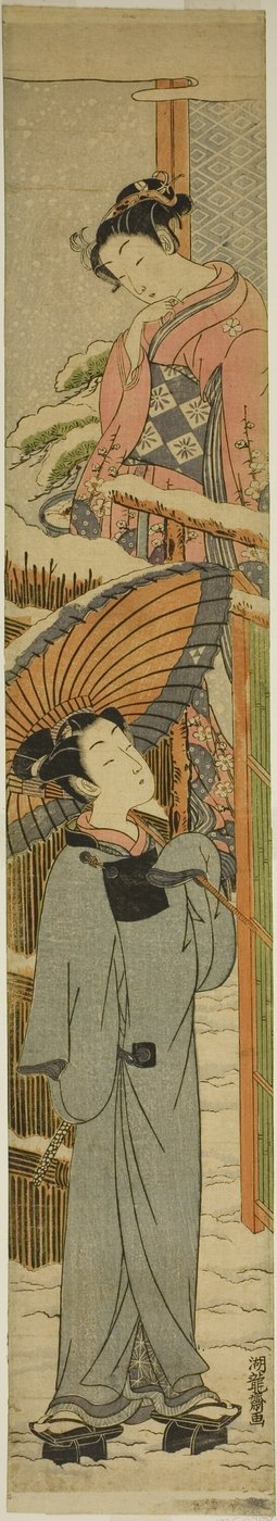 Tittar genom porten av Isoda Koryusai