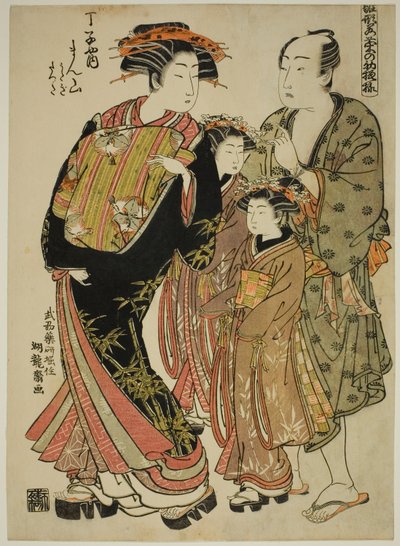 Manzan of the Chojiya, från serien "Models for Fashion: New Designs as Fresh as Young Leaves (Hinagata wakana no hatsu moyo)" av Isoda Koryusai