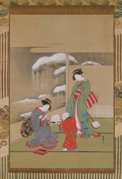 Måla ögonen på en snökanin, ca. 1780. av Isoda Koryusai
