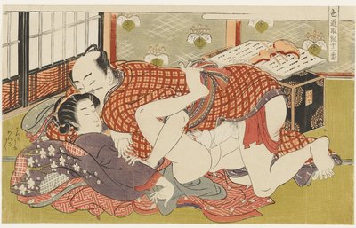 Shamisenlärare, nr 2 ur Tolv möten på kärlekens väg (Shikidō torikumi jūniban) av Isoda Koryusai