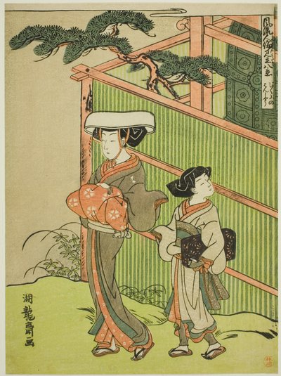 The Evening Bell of the Nun (Bikuni no bansho), från serien "Eight Views of Fashionable Human Relations (Furyu jinrin mitate hakkei)" av Isoda Koryusai
