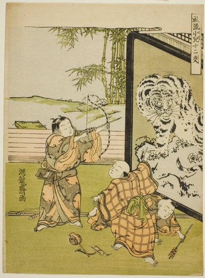 Tiger, från serien "Fashionable Children with the Twelve Signs of the Zodiac (Furyu kodomo juni shi)" av Isoda Koryusai