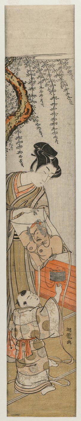 Ung man och barn med en drake, början av mitten av 1770-talet. av Isoda Koryusai