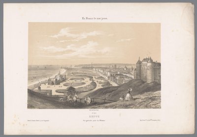 Utsikt över Dieppe från slottet Dieppe. Vue générale prize du Château (titel på objekt) Contemporary France (serietitel) La France de nos jours (serietitel på objekt) av Isodore Laurent Deroy