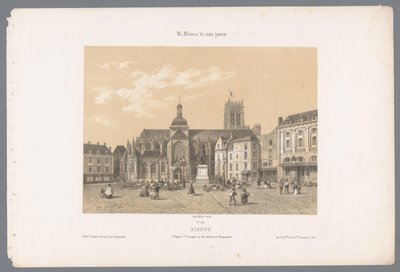 Utsikt över Saint-Jacques-kyrkan och statyn av Duquesne i Dieppe Dieppe. l