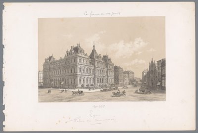 Utsikt över Palais de la Bourse i Lyon Lyons. Palais du Commerce Contemporary France (serietitel) La France de nos jours (serietitel) av Isodore Laurent Deroy