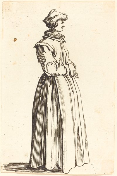 Ung kvinna, i profil, vänd åt höger av Israel Henriet after Jacques Callot