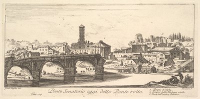 Senatoriska bron, idag kallad Ponte Rotto (Krossad bron), c.1748 (gravyr) av Israël Silvestre