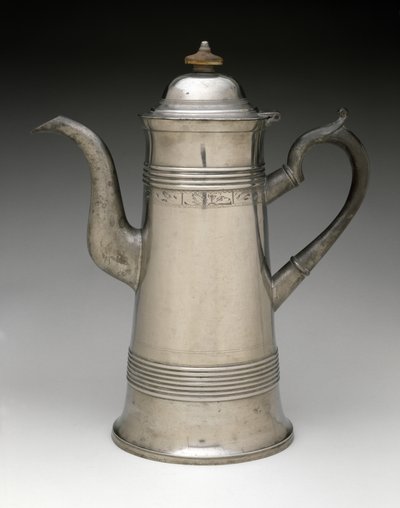 Kaffekanna, c. 1820-1840 (tenn, trä) av Israel Trask