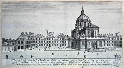 Utsikt över kapellet och Maison de Sorbonne (gravyr) av Israel the Younger Silvestre