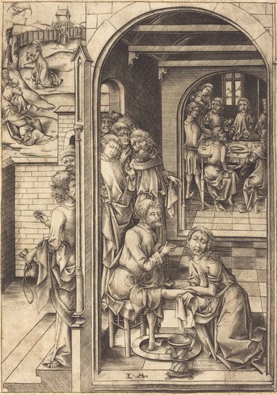 Kristus tvättar apostlarnas fötter, ca. 1480. av Israhel van Meckenem