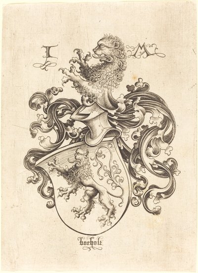 Vapensköld med lejon, ca. 14801490. av Israhel van Meckenem