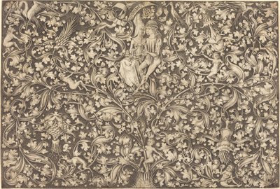 Ornamentpanel med två älskare, ca. 14901500. av Israhel van Meckenem